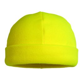 Тёплая ярко-жёлтая флисовая шапка с отворотом 568-FLIS-71