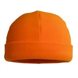 Тёплая ярко-оранжевая флисовая шапка с отворотом 568-FLIS-75