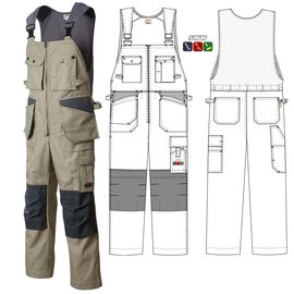 Бежевый рабочий летний полукомбинезон 55M-CY-05/55 из плотной износостойкой полусинтетики