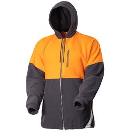 Толстовка флисовая серо-оранжевая с несъёмным капюшоном 652K-FLIS-55/75