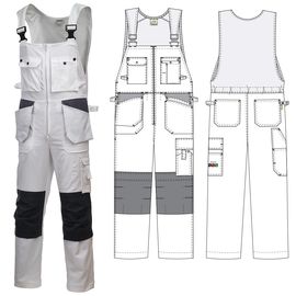 Белый рабочий летний полукомбинезон 55M-NU-00/55 из хлопка