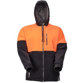 Толстовка флисовая серо-оранжевая с несъёмным капюшоном 652K-FLIS-55/77