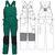 Полукомбинезон рабочий летний зеленый 51-2-P154-21 из смесовой ткани с наколенниками и 12 карманами