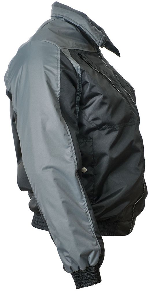 Демисезонная укороченная двухцветная чёрная/серая куртка SWW  пилот (бомбер) 456NU(442NU)-TASLAN-90/55 из прочного износостойкого полотна в розницу и оптом, вид справа