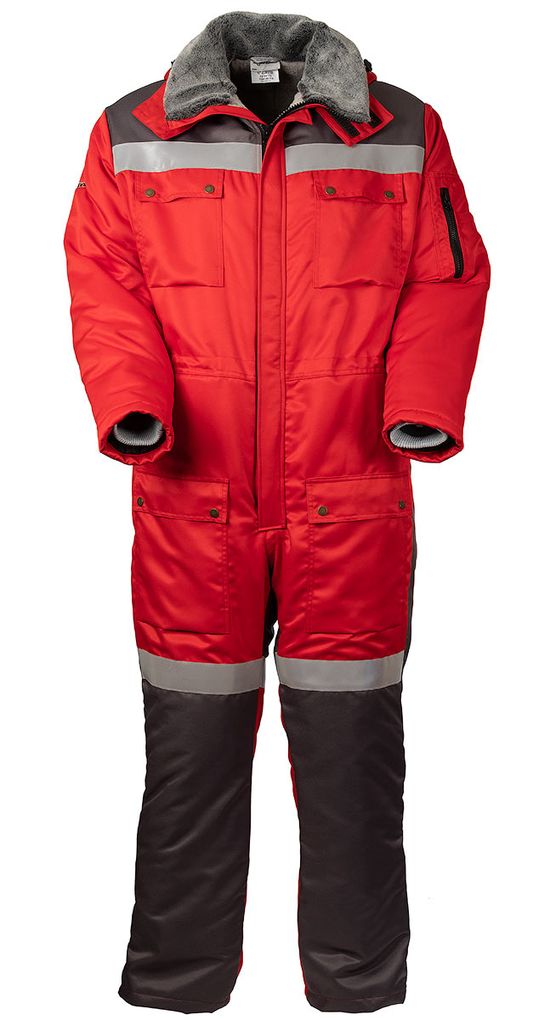 Зимний экстремальный комбинезон с капюшоном  8831F-PP-80/55  с комбинированным утеплителем, вид спереди