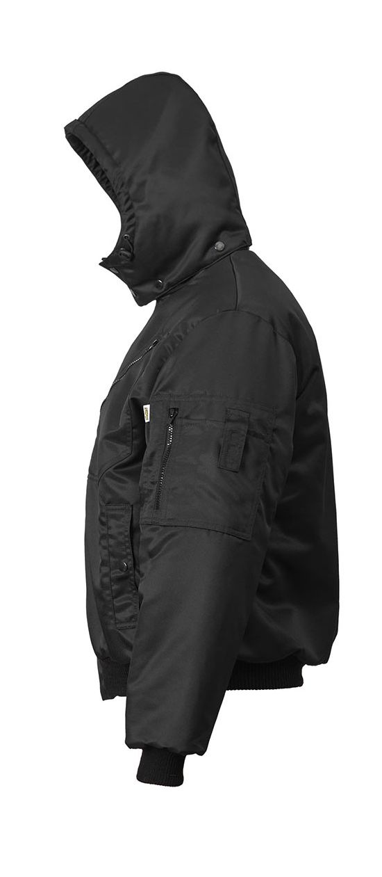 Зимняя куртка  укороченная пилот (бомбер) 442KC-TWILL-90 (вид спереди) на стеганой подкладке, вид слева