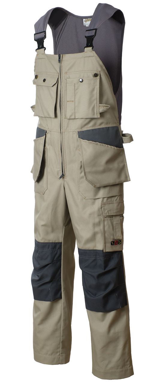 Бежевый рабочий летний полукомбинезон 55M-CY-05/55 из плотной износостойкой полусинтетики