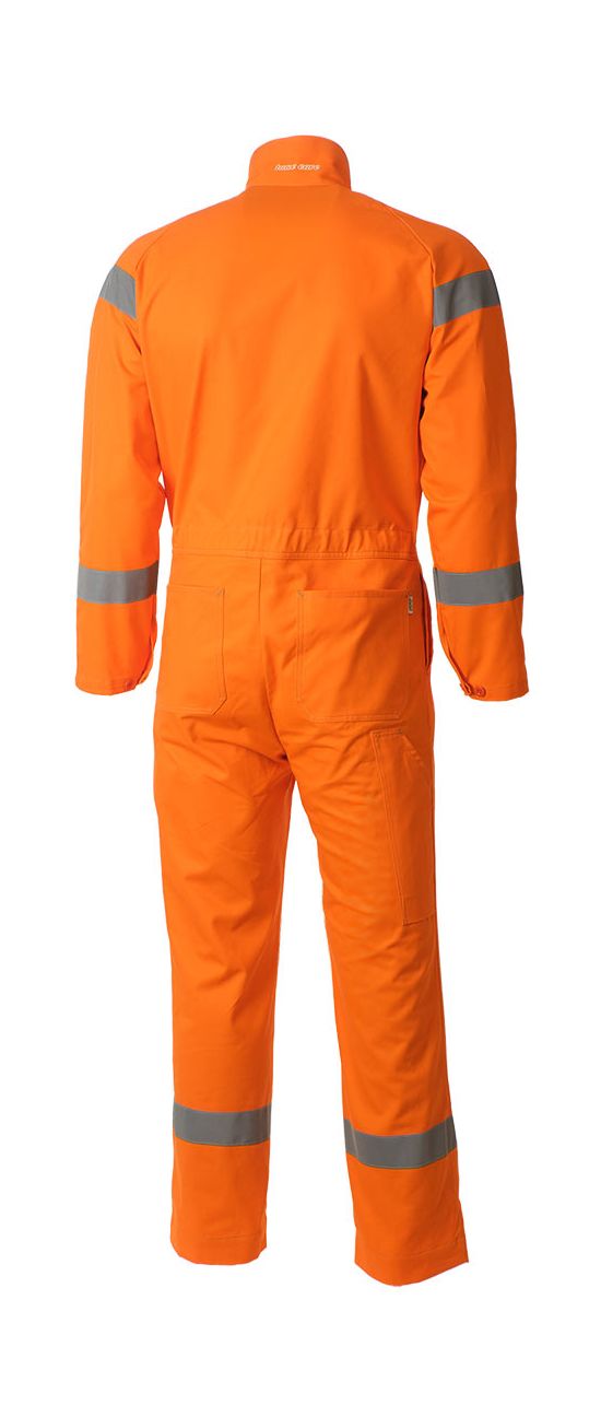 Оранжевый рабочий летний мужской комбинезон 827R-MU-75 из хлопка, вид сзади