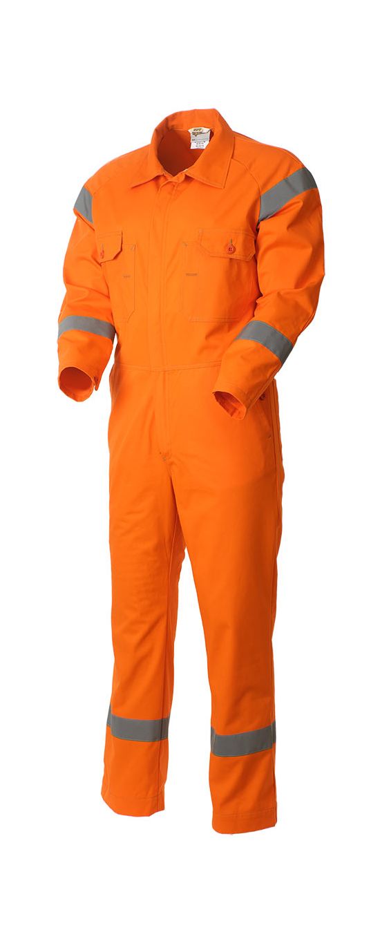 Оранжевый рабочий летний мужской комбинезон 827R-MU-75 из хлопка, вид спереди