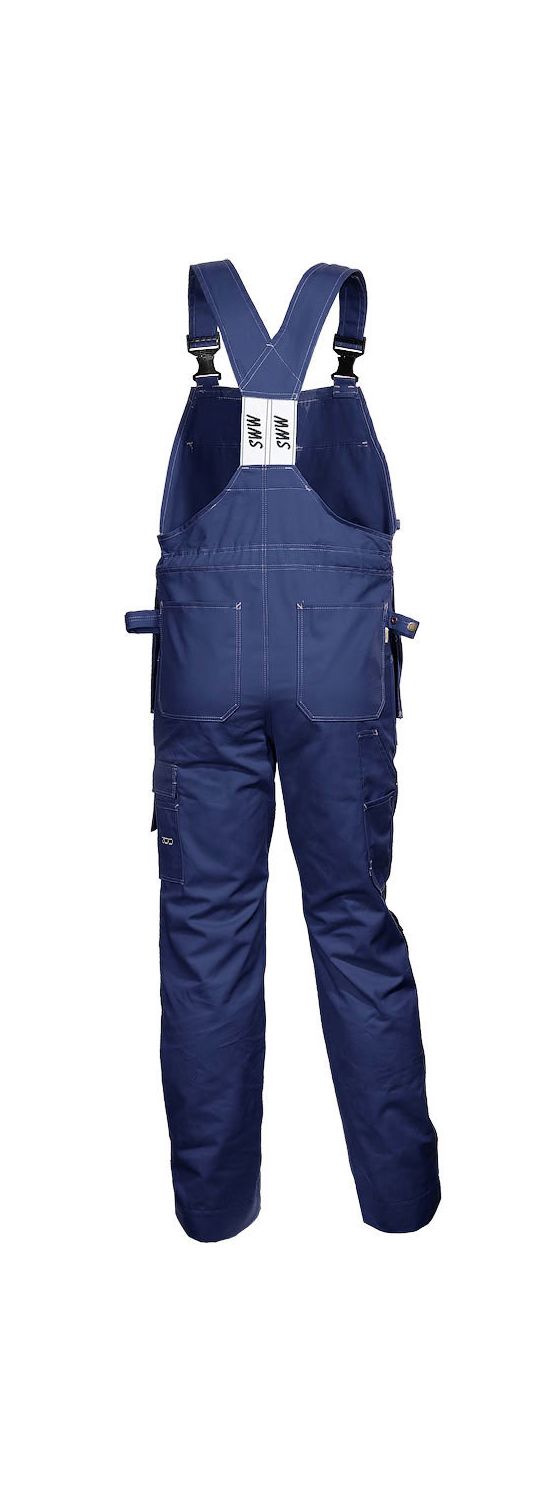 Полукомбинезон рабочий летний тёмно-синий 51-2-P154-14 из смесовой ткани с наколенниками и 12 карманами, вид сзади