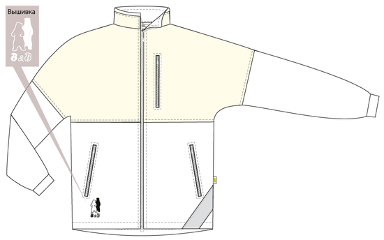 Толстовка флисовая двухцветная 652-FLIS-14/71, эскиз, вид спереди