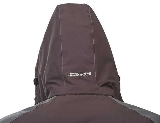 Зимняя серая укороченная куртка пилот (бомбер) 622S-TWILL-55, вышивка на капюшоне