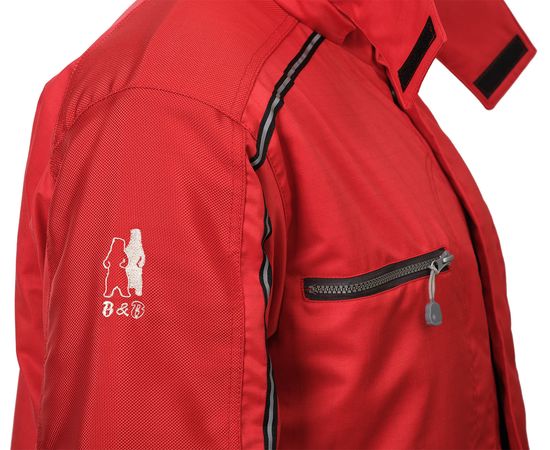 Зимняя укороченная красная куртка пилот (бомбер) 622S-TWILL-80, вышивка на рукаве