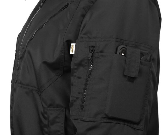 Зимняя куртка  укороченная пилот (бомбер) 442KC-TWILL-90 (вид спереди) на стеганой подкладке, эскиз, карман для смарфона