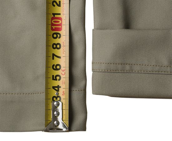 Бежевый рабочий летний полукомбинезон 55M-CY-05/55 из плотной износостойкой полусинтетики, широкая подгибка низа «Распори и носи»