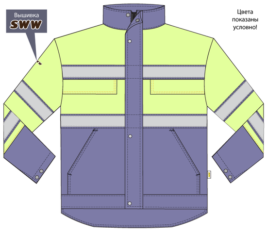 Летняя куртка  дорожника 4391N-P154-15/71 из смесовой ткани, эскиз, вид спереди