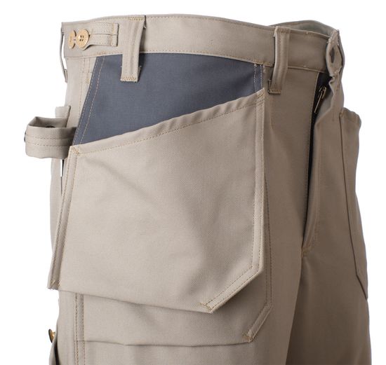Летние рабочие бежевые брюки 255M-CY-05/55, ответный карман, шлейка для регулировки объема