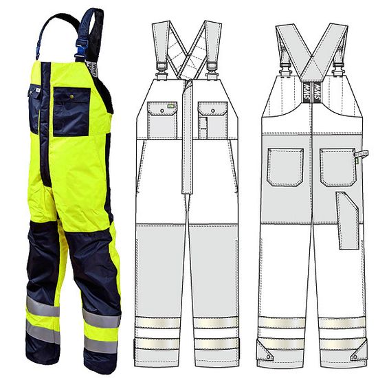 Зимний полукомбинезон дорожника 43AC-TWILL-15/71 на стеганой подкладке