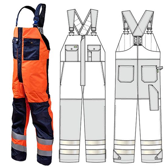 Зимний полукомбинезон дорожника 43AC-TWILL-15/77 на стеганой подкладке