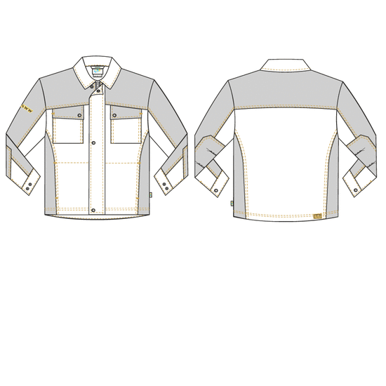 Летняя рабочая бежево-черная куртка 374K-CY-6/90 из износостойкой смесовой ткани, эскиз