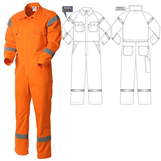 Оранжевый рабочий летний мужской комбинезон 827R-MU-75 из хлопка