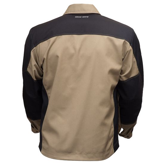 Летняя рабочая бежево-черная куртка 374K-CY-6/90 из износостойкой смесовой ткани, вид сзади