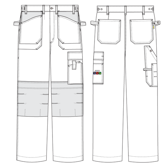 Летние рабочие белые брюки 255M-EASN-00/55 из плотного хлопка в интернет-магазине спецодежды sww, эскиз