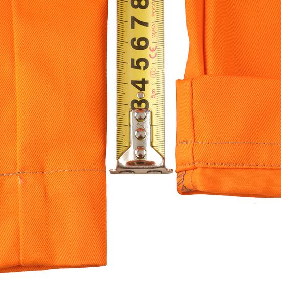 Оранжевый рабочий летний мужской комбинезон 827R-MU-75 из хлопка, широкая подгибка низа «отпори и носи»