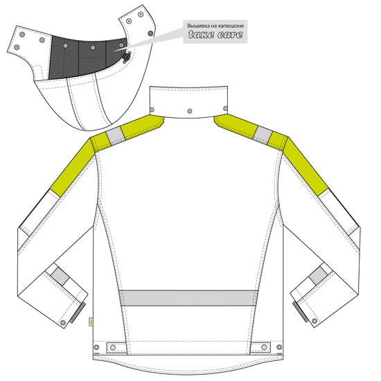 Куртка рабочая мужская зимняя двухцветная 634K-PP-90/71 с удлинённой спинкой на стеганой подкладке, эскиз, вид спереди