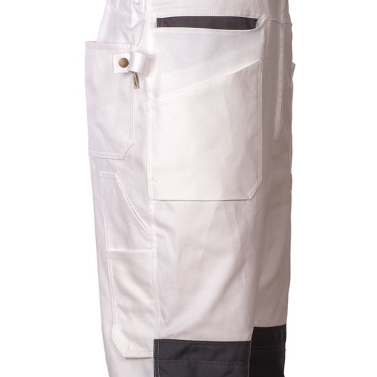 Полукомбинезон рабочий летний белый 51M-2-EASN-00/55 из плотного хлопка с наколенниками и 13 карманами, вид справа