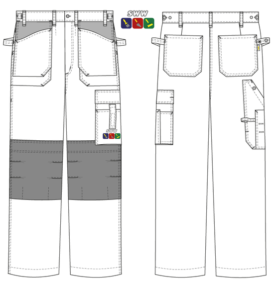 Летние рабочие бежевые брюки 255M-CY-05/55, эскиз