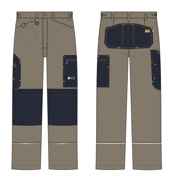 рабочие брюки 251-CAN-7/90 из износостойкой смесовой ткани, эскиз