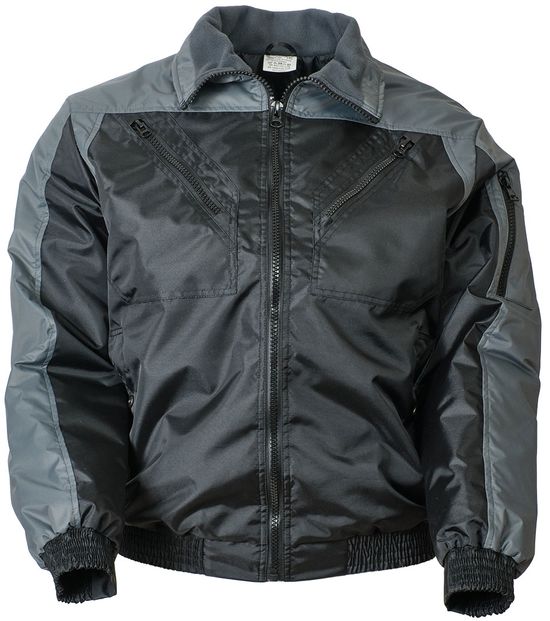 Демисезонная укороченная двухцветная чёрная/серая куртка SWW  пилот (бомбер) 456NU(442NU)-TASLAN-90/55 из прочного износостойкого полотна в розницу и оптом, вид спереди