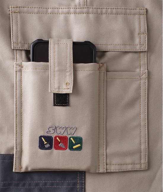 Летние рабочие бежевые брюки 255M-CY-05/55, карман на левом бедре для смартфона