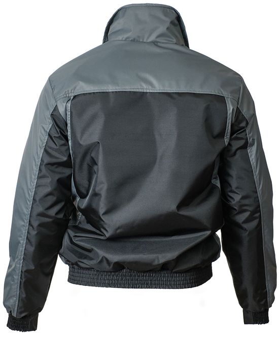 Демисезонная укороченная двухцветная чёрная/серая куртка SWW  пилот (бомбер) 456NU(442NU)-TASLAN-90/55 из прочного износостойкого полотна в розницу и оптом, вид сзади