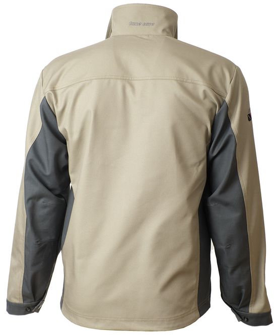 Летняя рабочая бежевая мужская куртка 374M-CY-05/55 из плотной износостойкой смесовой ткани, вид сзади