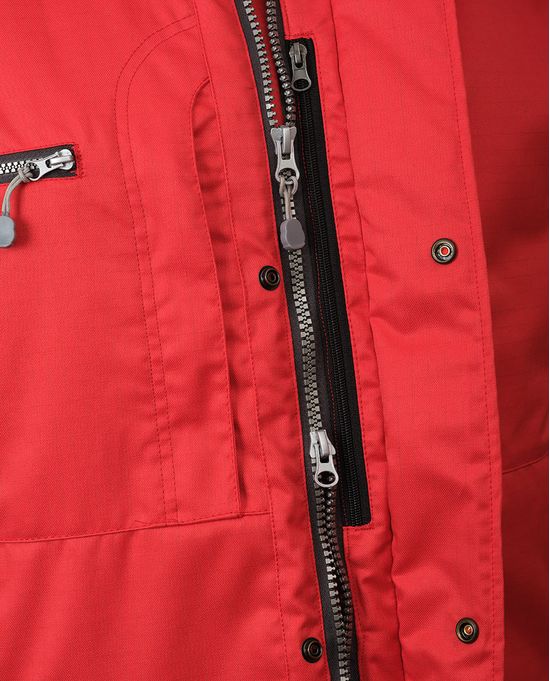 Зимняя укороченная красная куртка пилот (бомбер) 622S-TWILL-80, большой карман наполеон