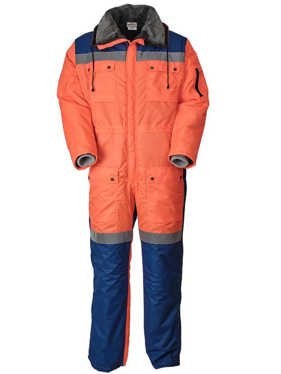 Рабочий зимний мужской комбинезон 8831-TWILL FT-717/16 на подкладке из искусственного меха. Вид спереди