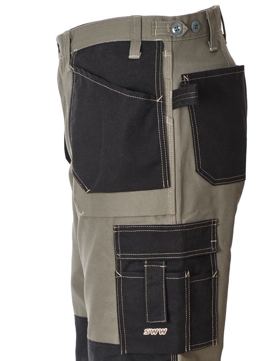 Летние рабочие брюки 255A-CAN-7/90 из плотной износостойкой смеcовой ткани, вид слева, фрагмент