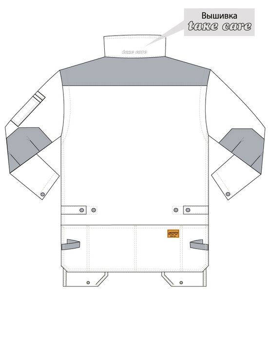Куртка рабочая мужская летняя 450T-CAN-7/90 с отстёгивающимися рукавами, эскиз, вид сзади