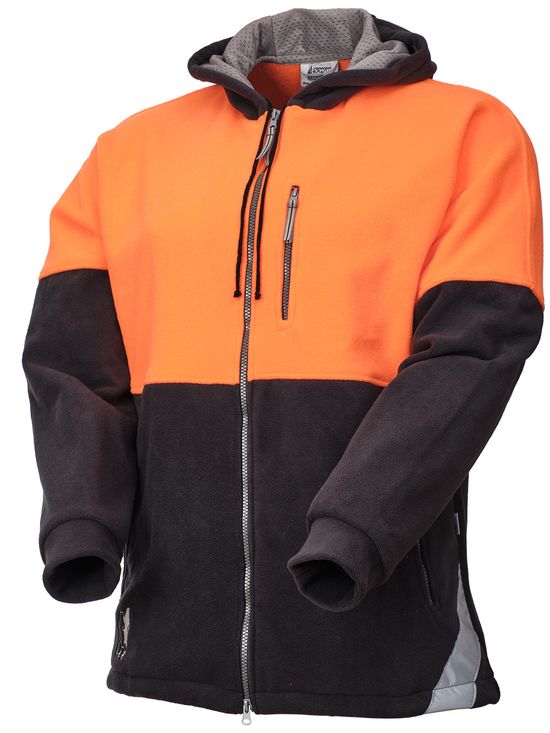 Толстовка флисовая серо-оранжевая с несъёмным капюшоном 652K-FLIS-55/77