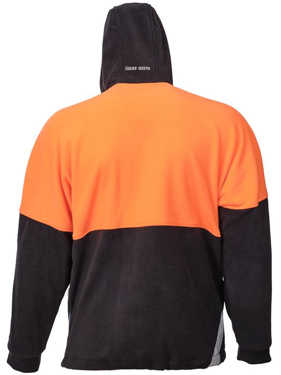 Толстовка флисовая серо-оранжевая с несъёмным капюшоном 652K-FLIS-55/77