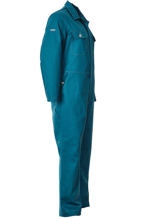 Рабочий летний мужской комбинезон 830-P154-61 сине-зеленого цвета из износостойкой смесовой ткани, вид справа