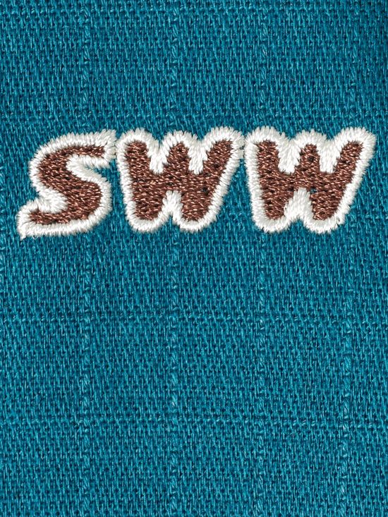 Рабочий летний мужской комбинезон 830-P154-61 сине-зеленого цвета из износостойкой смесовой ткани, вышивка SWWРабочий летний мужской комбинезон 830-P154-61 сине-зеленого цвета из износостойкой смесовой ткани,