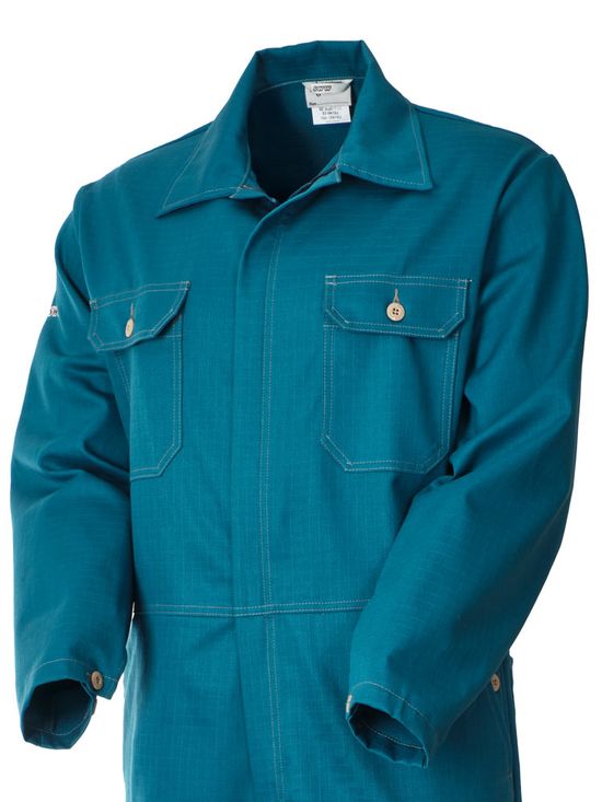 Рабочий летний мужской комбинезон 830-P154-61 сине-зеленого цвета из износостойкой смесовой ткани, верхняя часть