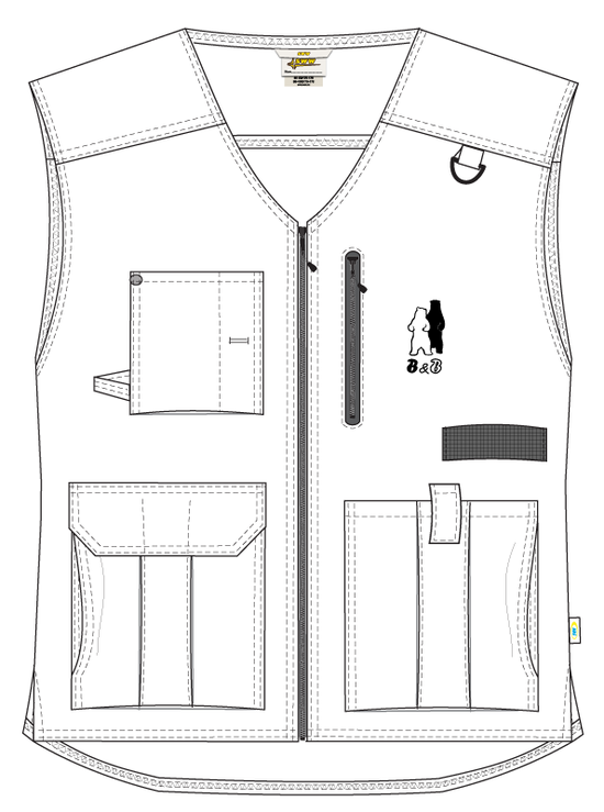 Летний жилет садовода 511C-P159-28 с девятью карманами, эскиз, вид спереди