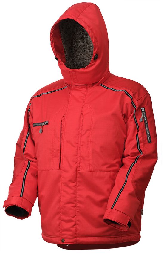 Зимняя укороченная красная куртка пилот (бомбер) 622S-TWILL-80, вид спереди