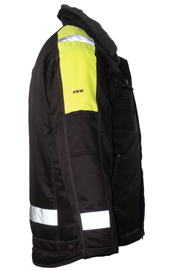 Куртка рабочая мужская зимняя двухцветная 634K-PP-90/71 с удлинённой спинкой на стеганой подкладке, вид справа